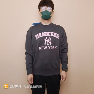 MLB正品秋季新款男女圆领宽松透气运动长袖卫衣套头衫3AMTV0436