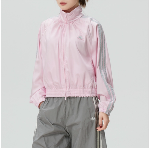 Adidas阿迪达斯正品春季新款女子梭织立领三条纹休闲外套KS0038