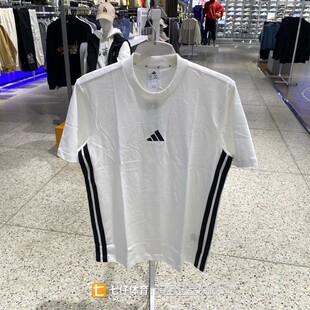 Adidas阿迪达斯正品夏新款男子纯棉圆领三道杠运动短袖T恤JY8563