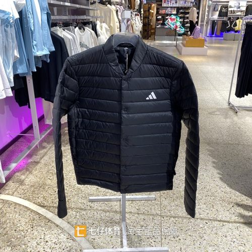 阿迪达斯保暖立领短款男羽绒服