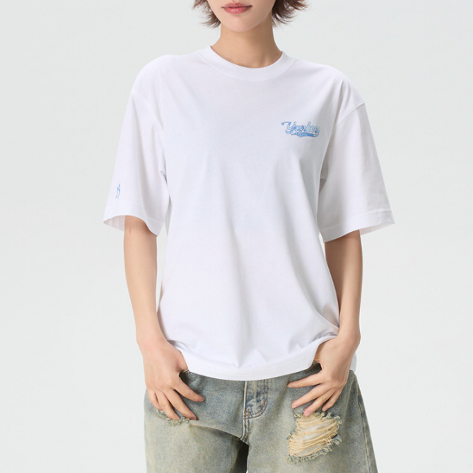 MLB正品新款夏季男女同款纽约洋基时尚印花百搭短袖T恤3ATSX0763