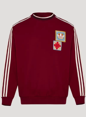 Adidas阿迪达斯三叶草新年款春秋男女同款刺绣卫衣套头衫KU1423