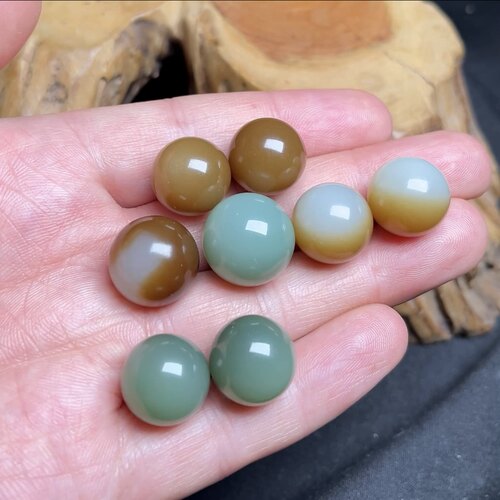 和田玉新疆且末糖、碧玉粉青、糖白玉单珠配珠14mm、16mm