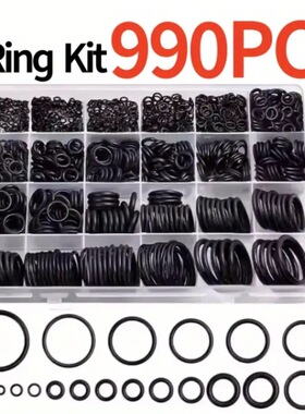 990 件橡胶 O 环套装 适用于高压洗车、水暖和气体密封，耐热耐油