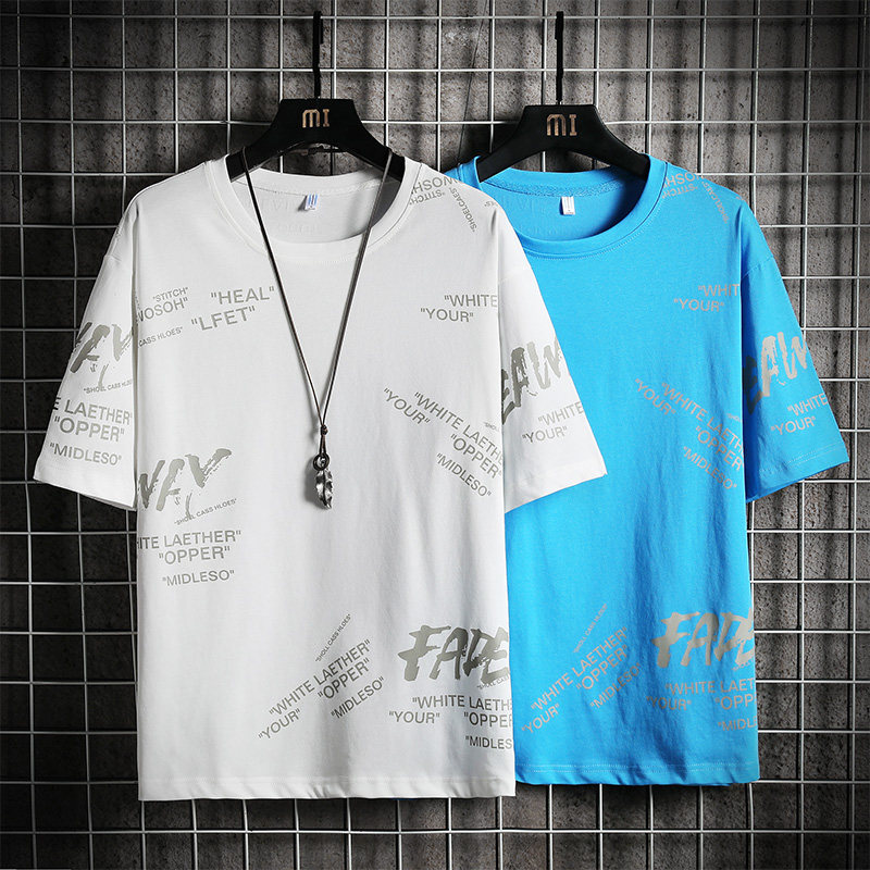 网格 夏季潮流时尚休闲t恤男半袖印花tA210-A8329-P25图片
