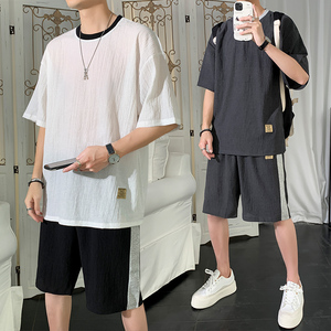 6夏季短袖短裤套装男潮流时尚休闲五分裤两件套A210-TZ6866-P45图片