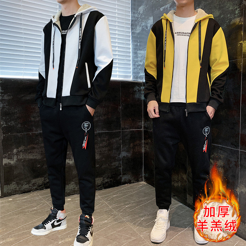 冬季羊羔绒套装男潮流冬季两件套A210-TZ826-P95图片