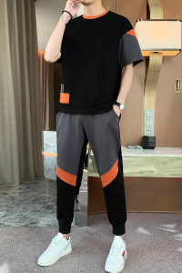 3夏季短袖九分裤休闲套装男潮流时尚休闲套装A210-TZ8202-P75图片