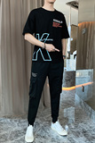 3春夏季短袖套装男韩版时尚休闲九分裤套装A210-TZ8603-P60，男装T恤，星座210-3