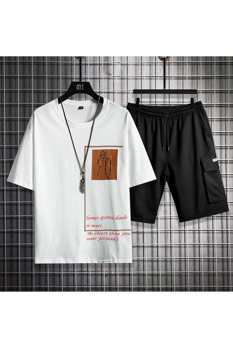21夏季短袖t恤男潮流时尚休闲短裤五分裤套装A210-TZ6855-P55,男装牛仔裤,星座210-3