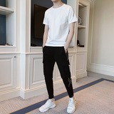 夏季短袖T恤男套装九分裤棉套装韩版时尚款A210-TZ9233-P70，男装T恤，星座210-3