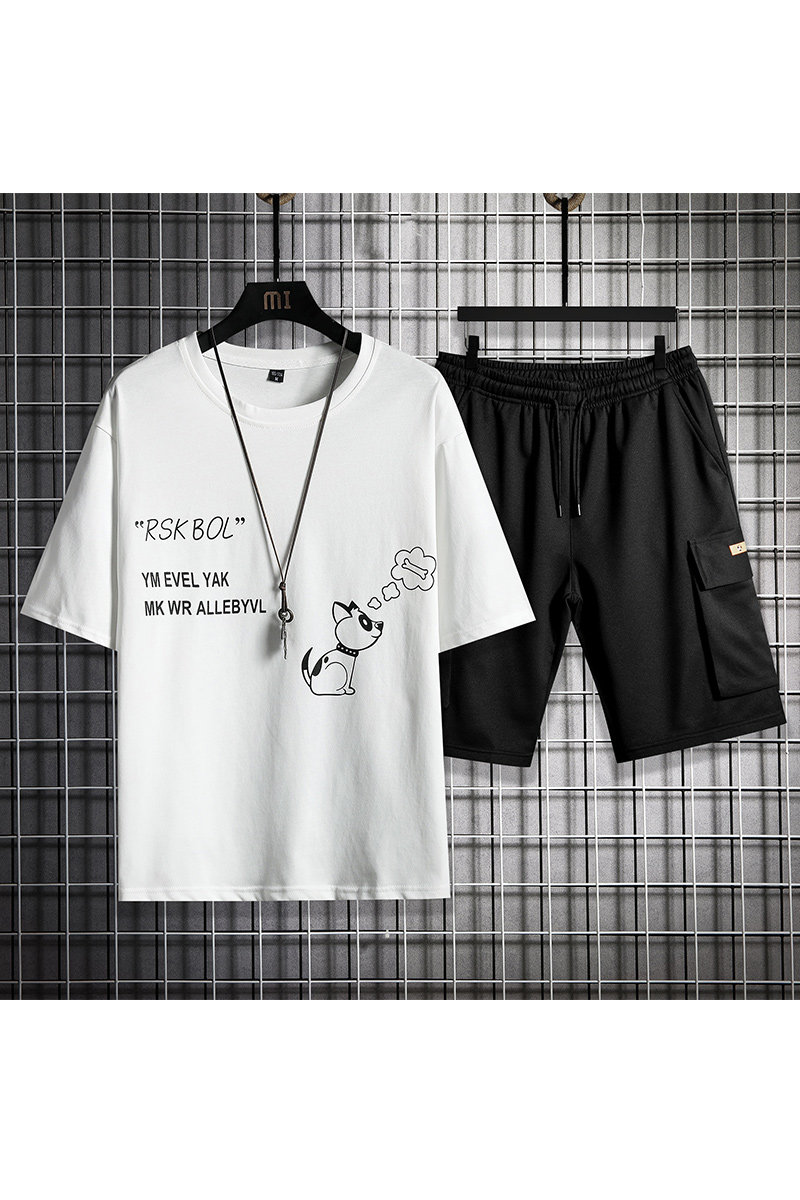 2025夏季短袖t恤男套装潮流五分裤短裤两件套A210-TZ6852-P55,男装牛仔裤,星座210-3