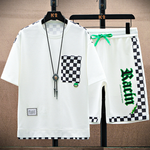 夏季短袖短裤套装男潮流时尚休闲五分裤T恤套装男A210-T8363-P60图片