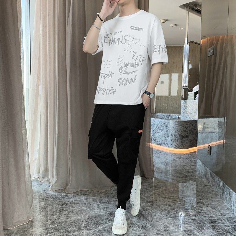 2春夏季短袖t恤运动套装男两件套休闲时尚T恤A210-TZ8610-P60,男装T恤,星座210-3