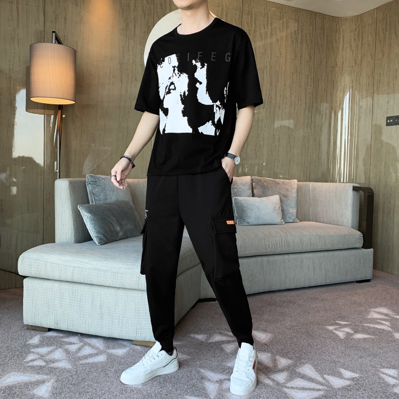 1夏季短袖九分裤套装男时尚休闲两件套A210-TZ8607-P60图片
