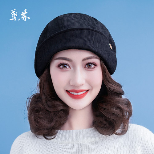 可拆卸秋冬季贝雷帽假发帽