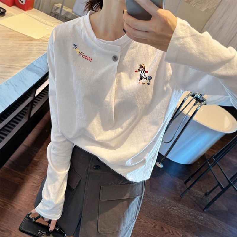 白色长袖T恤女秋冬2025新款