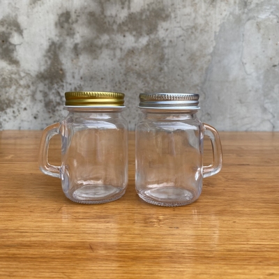 120ml小号梅森杯 带把子杯 手工糖果瓶喜糖120ml玻璃瓶把手杯带盖