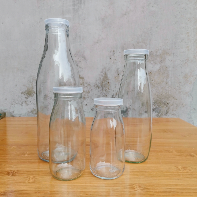 200ml250ml500ml1000ml奶瓶饮料瓶玻璃塑料盖果汁瓶奶茶瓶咖啡瓶