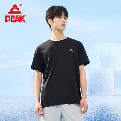 匹克运动T恤男夏季吸汗透气速干男士短袖黑色跑步圆领宽松上衣