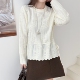 蕾丝打底衫 下摆抽绳2026新款 白色毛衣洋气好看女 羊毛高端春款 法式