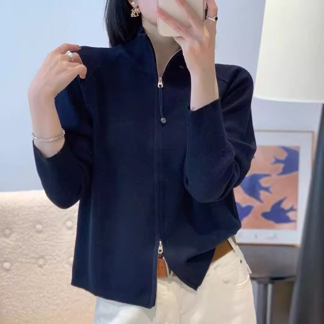 欧货半高领拉链开衫卫衣外套细羊毛毛衣秋冬新款韩版休闲女装