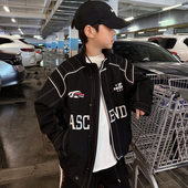 新品 2026春装 男童重工绣花外套中大童宽松机车运动夹克 图本图
