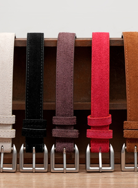 【100%纯牛皮+很软很百搭】红色真皮腰带女式皮带女士款裤带哑光