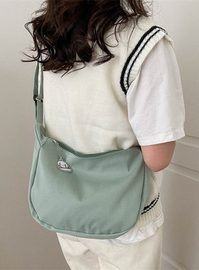 大容量帆布单肩包包女2026春夏季新款纯色简约时尚休闲包斜挎包潮