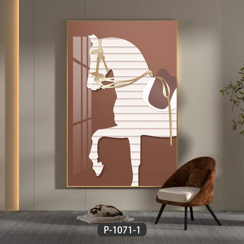 轻奢美女骑士客厅马术装饰画时尚北欧现代简约玄关沙发背景墙挂画图片
