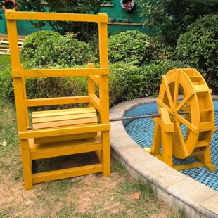 幼儿园户外水车赶海防腐木景观研学碳化木龙骨脚踩脚踏手摇小水车