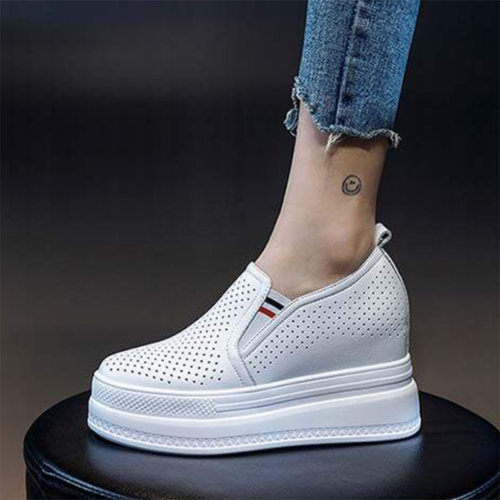 镂空透气10cm夏天休闲风小白鞋