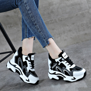 休闲运动鞋 春秋网红爆款 女内增高ins潮小个子2025新款 黑色老爹鞋