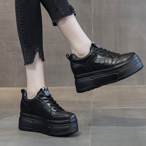 休闲百搭爆款皮面松糕板鞋小白鞋