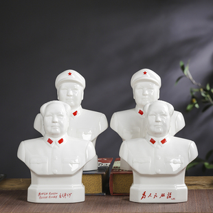 毛主席瓷像伟人领袖毛泽东陶瓷白瓷塑像半身头像家居客厅办公摆件