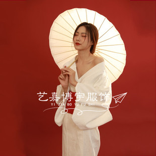 白色蕾丝和服女正装 和风浴衣写真拍照连衣裙改良樱花和服日料工装