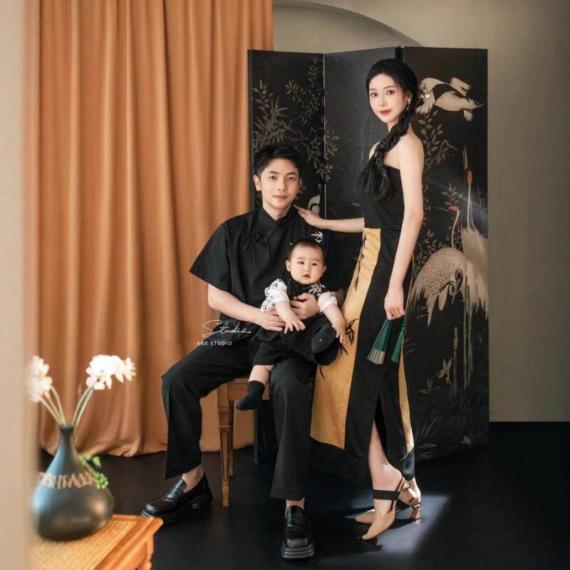 新中式全家福摄影服装中国风家庭套装三口亲子装影楼旗袍亲子摄影