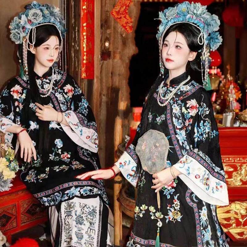 簪花主题写真清汉女宫廷印花汉服