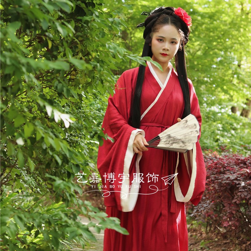 神明少女汉服魏晋风直裾连衣裙