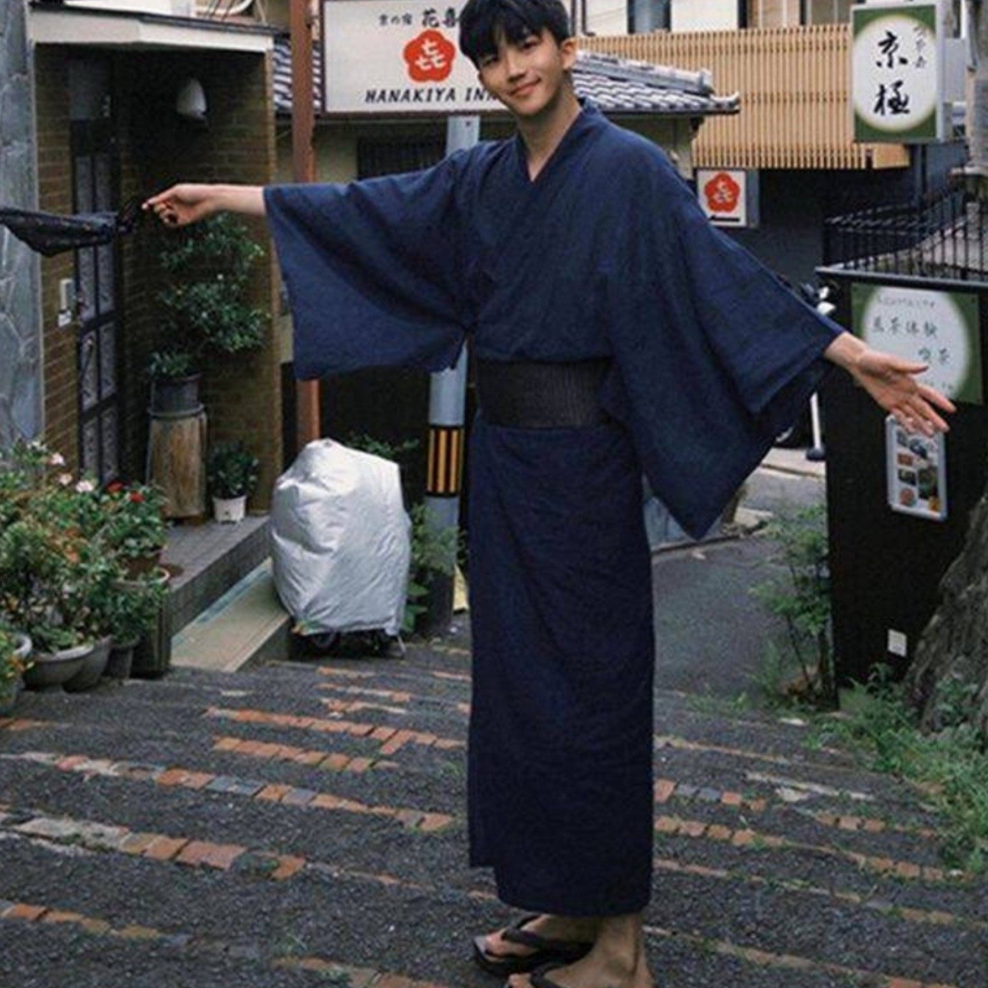 日本传统男士和服浴衣长袍武士写真正装和服男日式cos服装摄影服