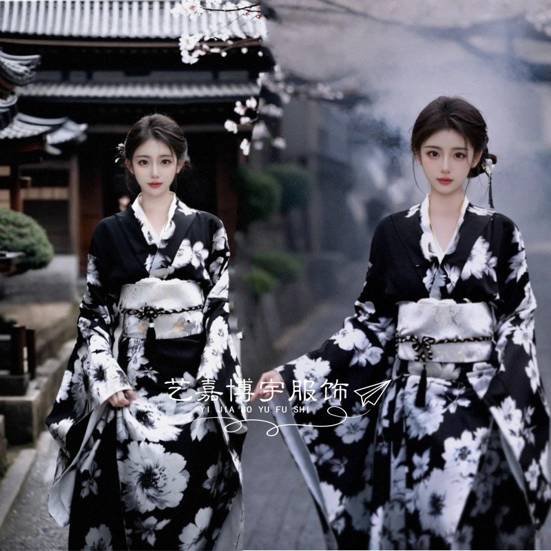 影楼新款和服黑道千金传统日本写真浴衣神明少女摄影改良日式套装