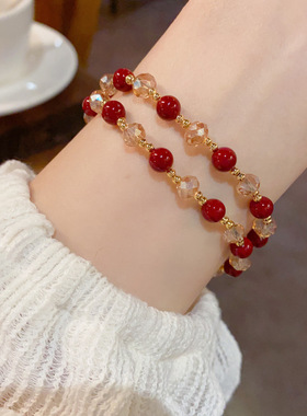 法式气质时尚轻奢简约双层串珠手链女个性百搭复古设计感手饰批发