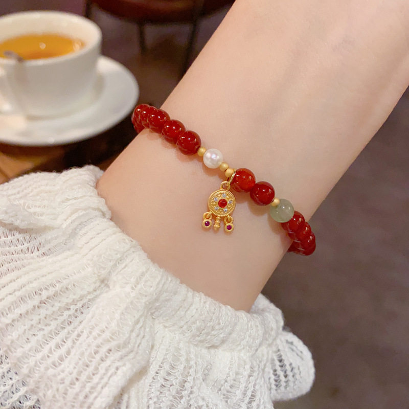 新中式时尚简约百搭红色串珠弹力绳手串气质轻奢复古本命年手饰品,饰品/流行首饰/时尚饰品新,手链,淘宝优惠券,粉丝福利购,淘宝优惠卷