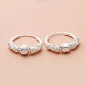 正品 万足银9999纯银耳环女款 招财旺夫转运珠耳圈简约防过敏银耳饰