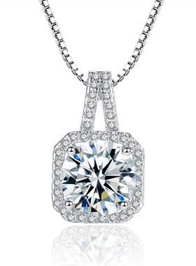 欧美日韩方晶锆石项链女士光环锆石经典仿假钻石首饰跨境项链