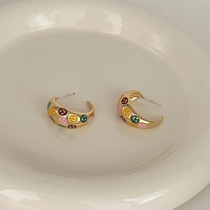 彩色笑脸耳环金属耳环小众设计感高级气质耳钉新款2024爆款女耳饰,饰品/流行首饰/时尚饰品新,耳钉,淘宝优惠券,粉丝福利购,淘宝优惠卷