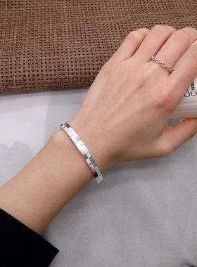 福氏银手镯足银999小众镯子手工光面开口时尚礼物纯银手镯送女友