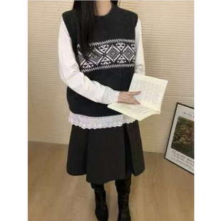 1218 浣熊菱形格针织马甲QG762 JANE JCMM