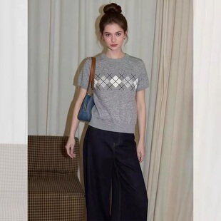 JANE 菱形格针织毛衣短袖 0324 设计师款 262081 JCMM