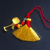 手工编金线扫把挂件婴儿床宝宝小扫帚家用畚斗簸箕手机扣钥匙挂饰
